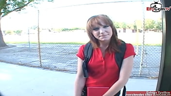 Skinny Teen Gets Picked Up And Takes A Load All Over Her Tight Little Pussy
