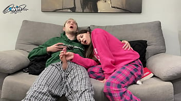 Little Step Sis Jerks Off Her Step Bro’s Huge Cock Until He Blasts His Load