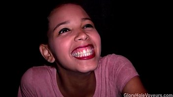 Fresh Young Ebony Babe Gets Her First Taste Of Gloryhole Action