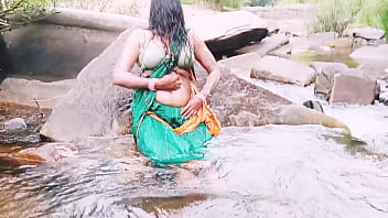 Hot Village Aunty Bathing Naked Under The Waterfall, Moaning Dirty Telugu Whispers