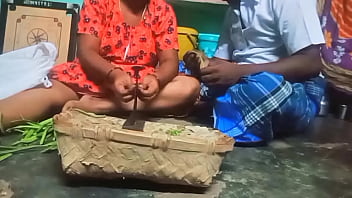 Tamil Aunty Chopping Veggies While Uncle Gropes Her Tits
